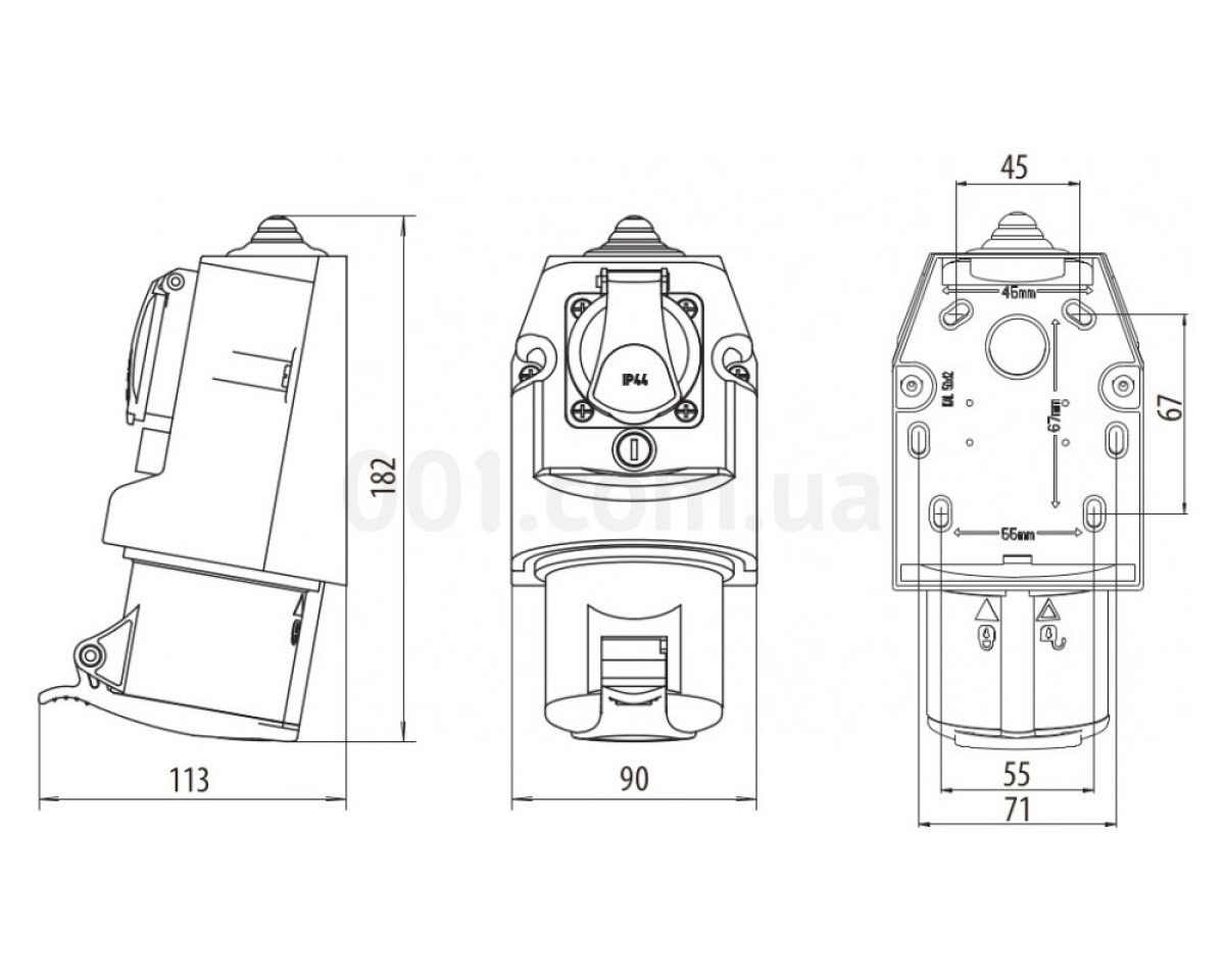 Розетка комбинированная EZCZ-S-1653 IP44 (16A, 400V/230V, 3P+N+PE / +EE 16S Schuko), ETI (Словения) 98_78.jpg - фото 2