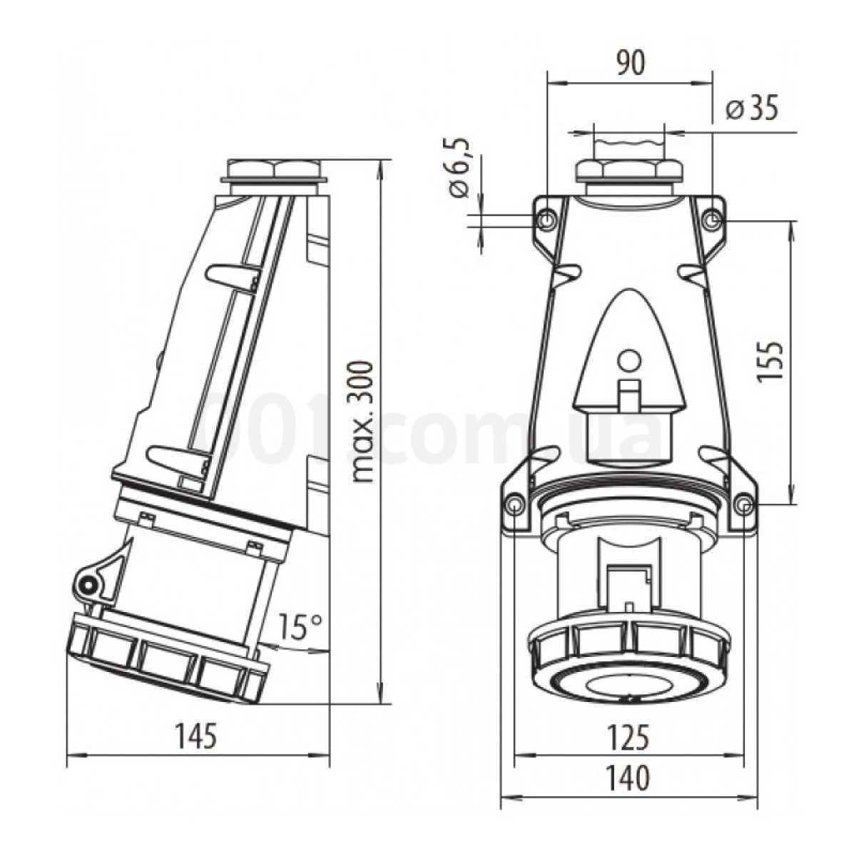 Розетка настенная EZH-6353 IP67 (63A, 400V, 3P+N+PE), ETI (Словения) 98_98.jpg - фото 2