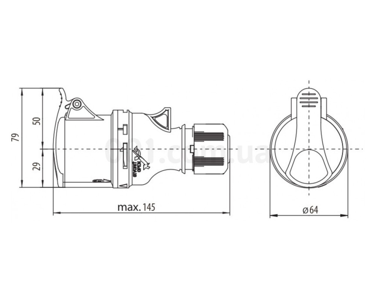 Розетка кабельная ES-1632 IP44 (16A, 230V, 2P+PE), ETI (Словения) 98_78.jpg - фото 2