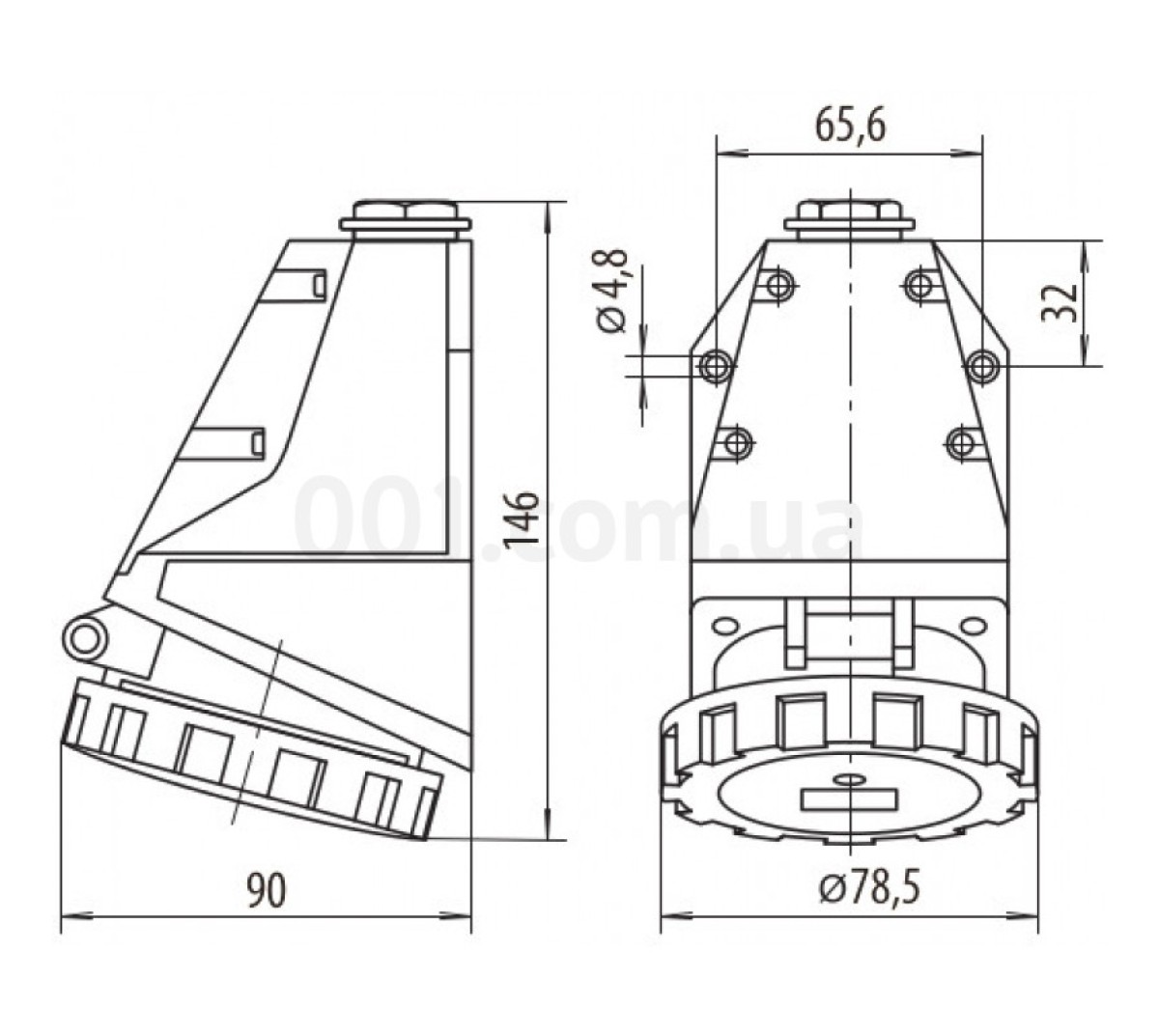 Розетка настенная EZH-1632 IP67 (16A, 230V, 2P+PE), ETI (Словения) 98_88.jpg - фото 2