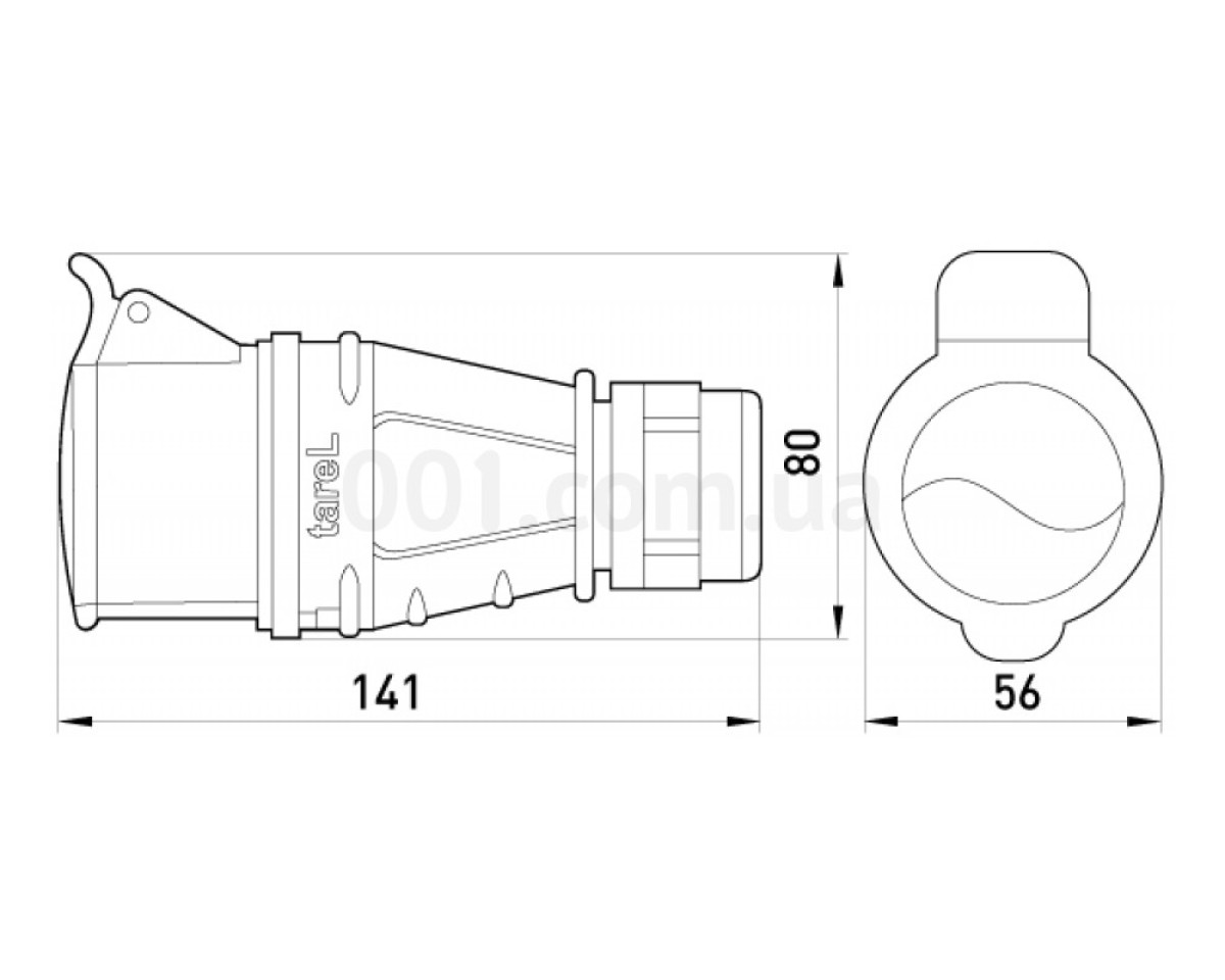 Силова розетка переносна безгвинтова (134S) 3P+PE 16А 400В IP44, TAREL (Польща) 98_78.jpg - фото 2