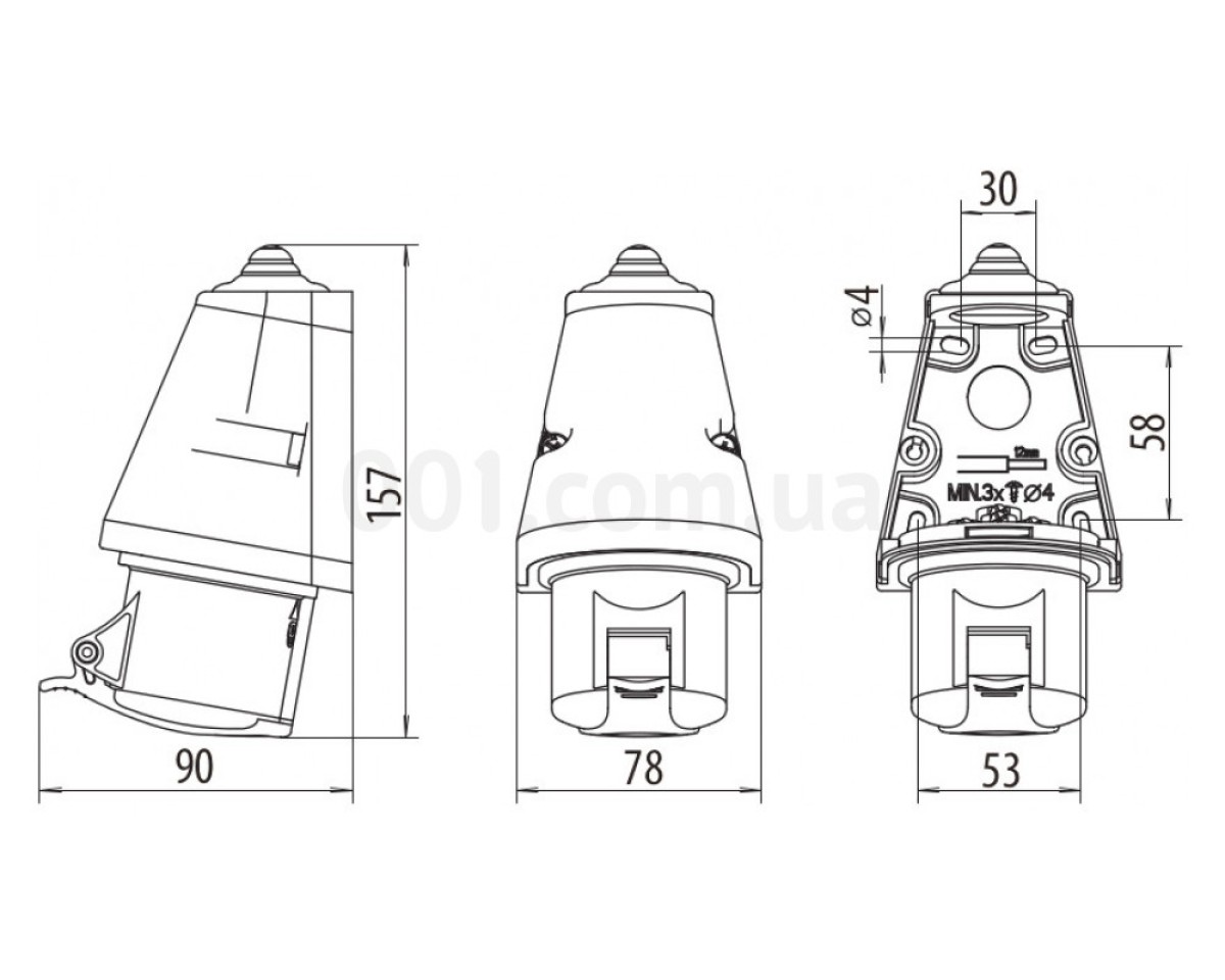 Розетка настінна EZ-1632 IP44 (16A, 230V, 2P+PE), ETI (Словенія) 98_78.jpg - фото 2