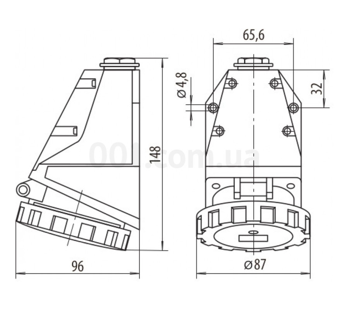 Розетка настенная EZH-1653 IP67 (16A, 400V, 3P+N+PE), ETI (Словения) 98_87.jpg - фото 2