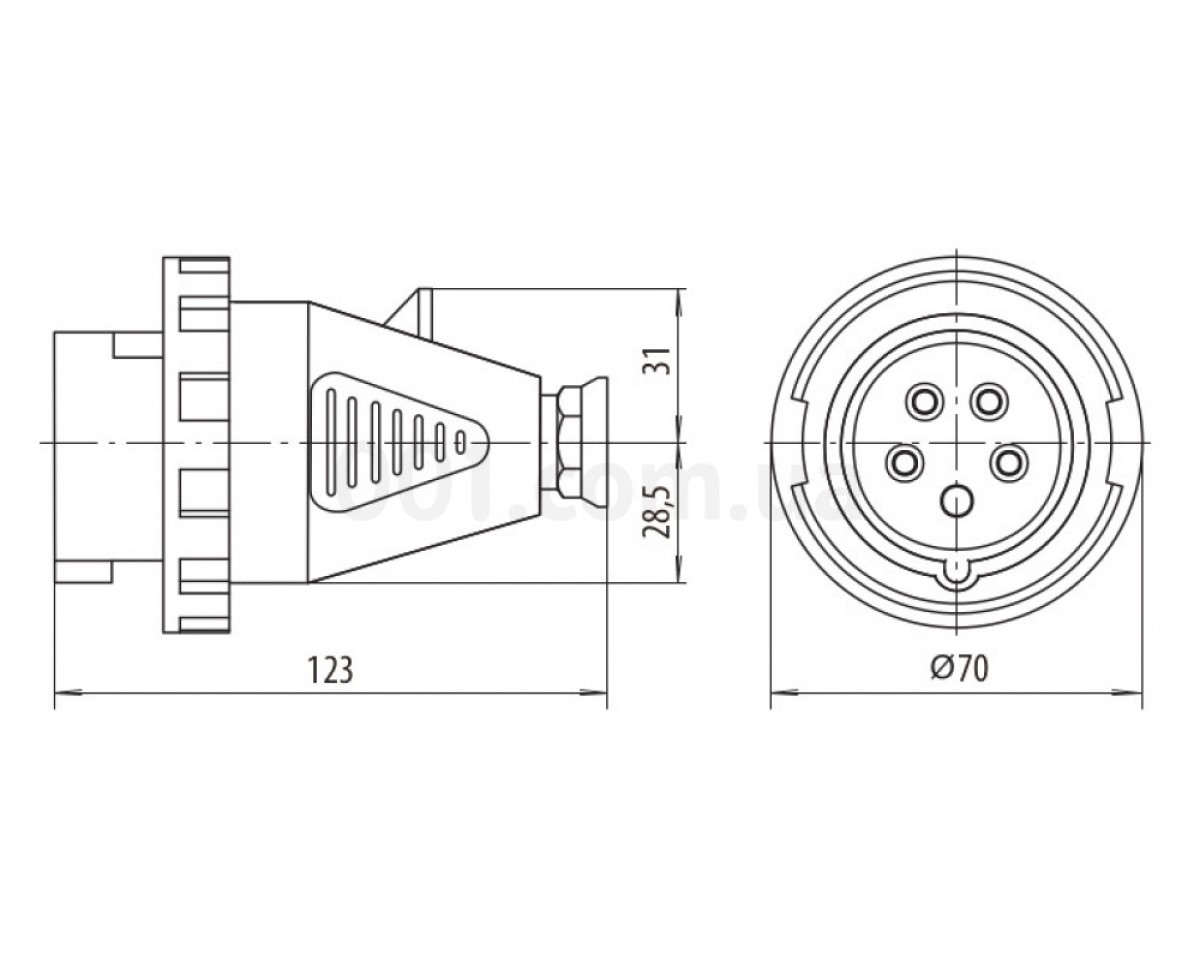 Вилка кабельна EVH-1632 IP67 (16A, 230V, 2P+PE), ETI (Словенія) 98_78.jpg - фото 2